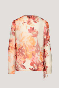 Shop Floral Print Blouse with Neck Tie | Orange - Monari