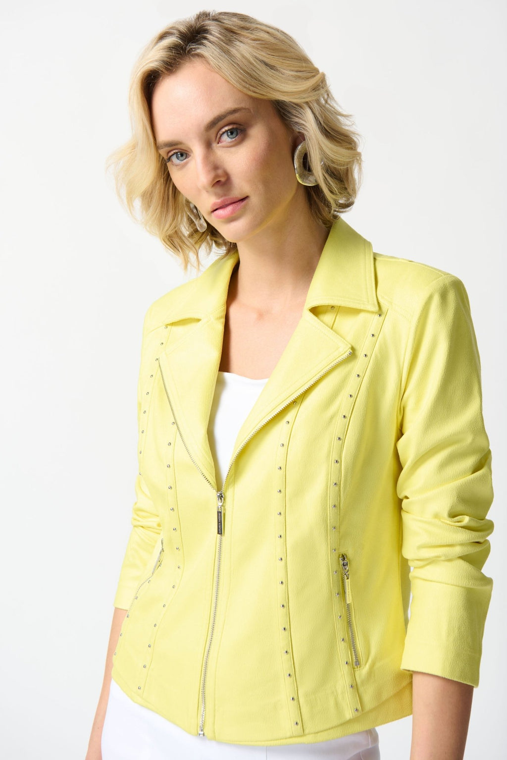 Shop Foiled Suede Jacket Style 242908 | Yellow - Joseph Ribkoff