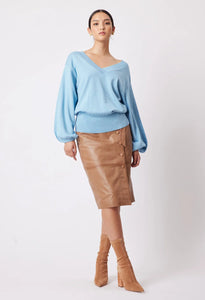 Shop Getty Cotton/Cashmere V-Neck Knit │ Chambray - ONCEWAS