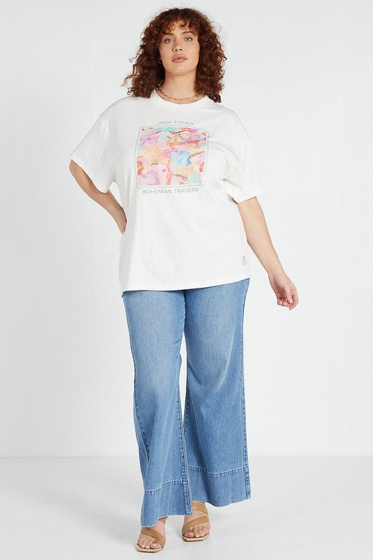 Shop Graphic Tee in Little Lola Motif | White - Bohemian Traders