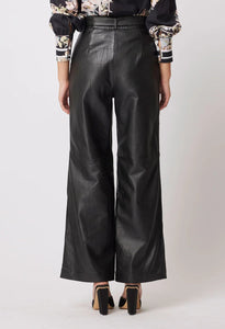 Shop Halston Leather Wide Leg Leather Pant │ Black - ONCEWAS