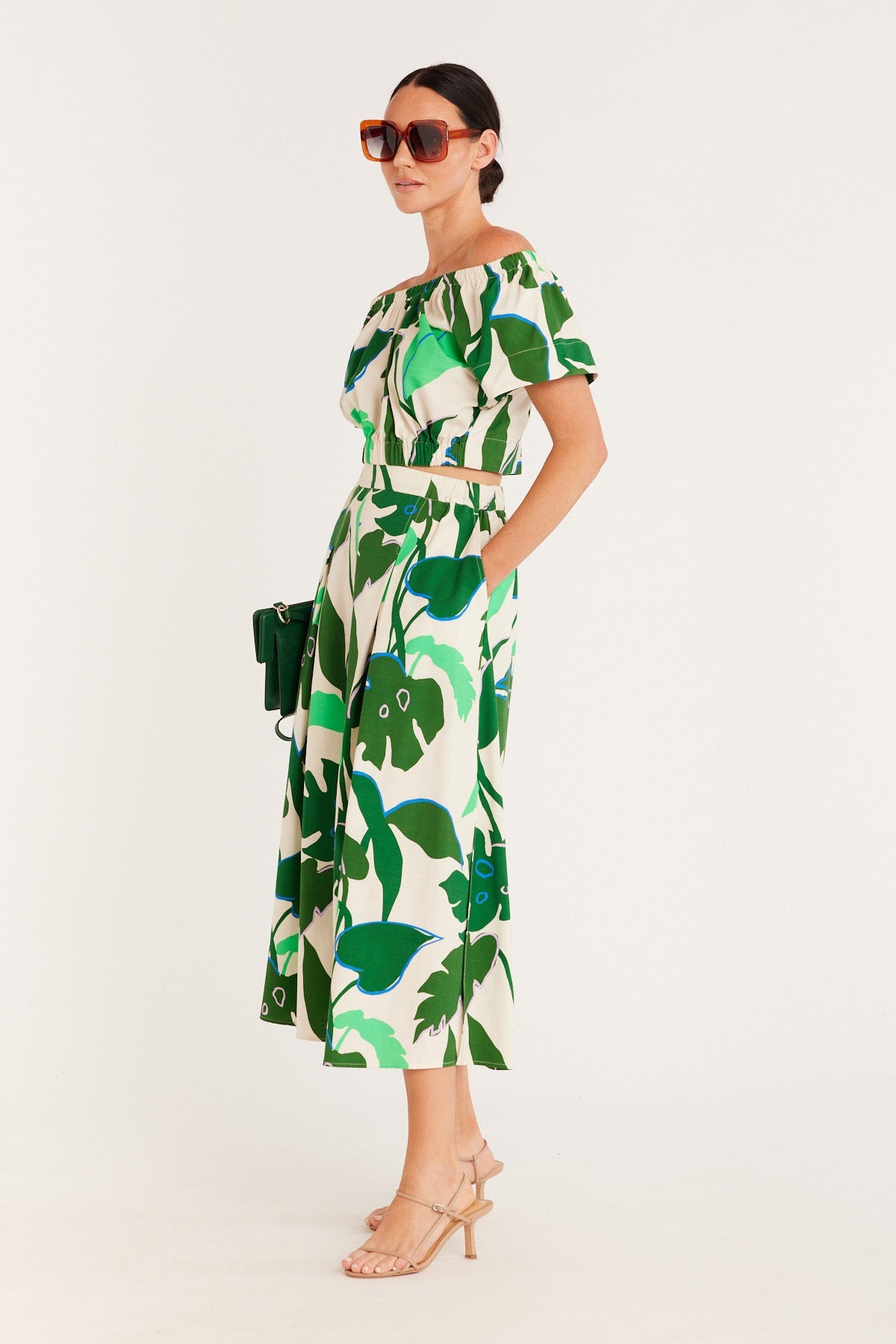 Shop Hayman Skirt | Green Palm Print - Cable Melbourne