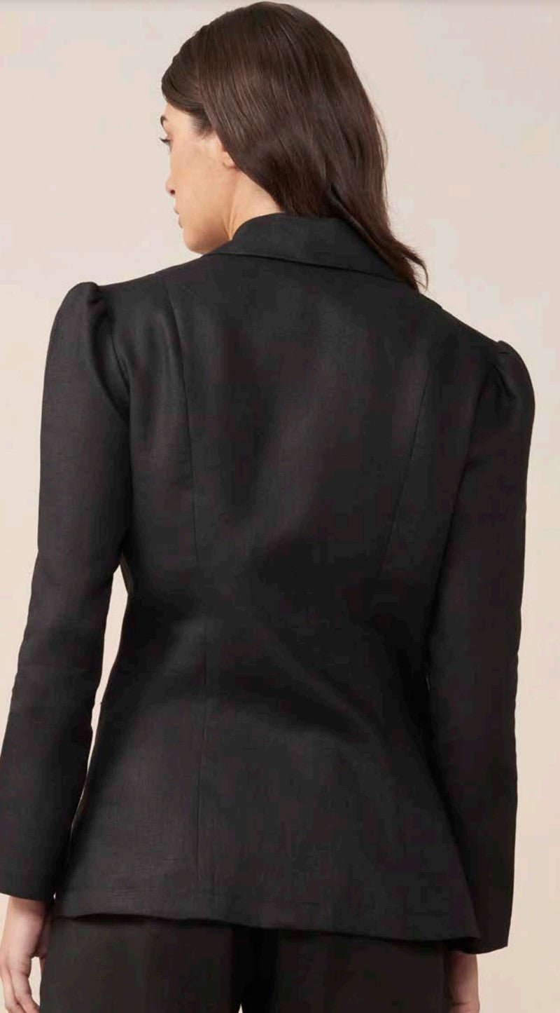Shop Henry Blazer | Black Linen - Maggie The Label