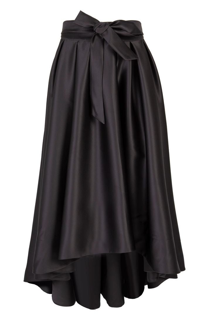 Shop How Bow Can You Go Satin Skirt | Black - Trelise Cooper