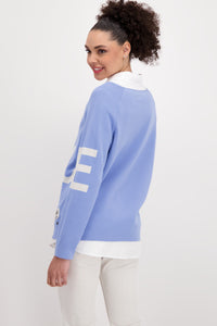 Shop Jacquard Lightweight Cotton Sweater | Blue - Monari