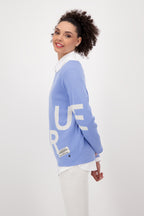 Shop Jacquard Lightweight Cotton Sweater | Blue - Monari