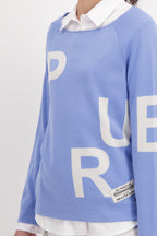 Shop Jacquard Lightweight Cotton Sweater | Blue - Monari