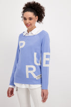 Shop Jacquard Lightweight Cotton Sweater | Blue - Monari