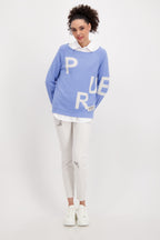 Shop Jacquard Lightweight Cotton Sweater | Blue - Monari