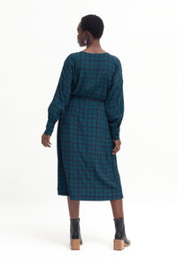 Shop Krata Dress | Navy/Kombu Green Check - Elk The Label