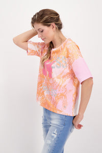 Shop Lace Print Cotton T-Shirt | Melon Print - Monari