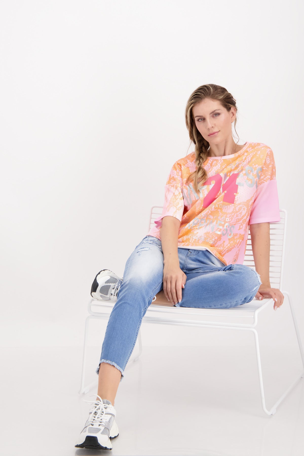 Shop Lace Print Cotton T-Shirt | Melon Print - Monari