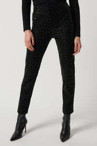 Shop Leatherette Animal Print Pull-On Pants Style 234900 | Black - Joseph Ribkoff