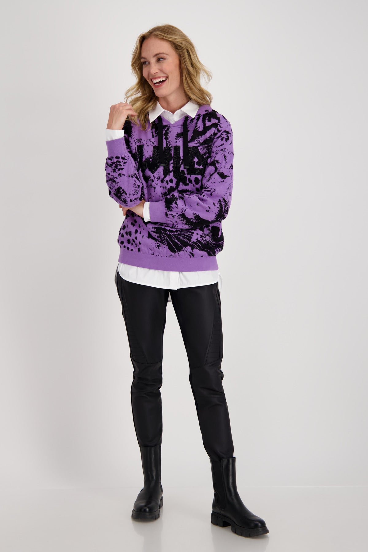 Shop Leopard Print Jacquard Sweater | Violet - Monari