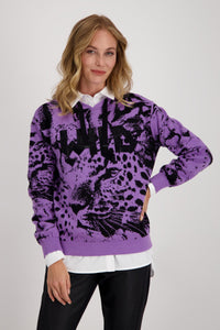 Shop Leopard Print Jacquard Sweater | Violet - Monari