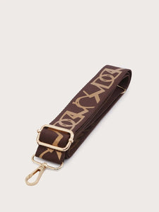Shop Letter Graphic Print Bag Strap in Brown and Gold - Stella Rose Fashions