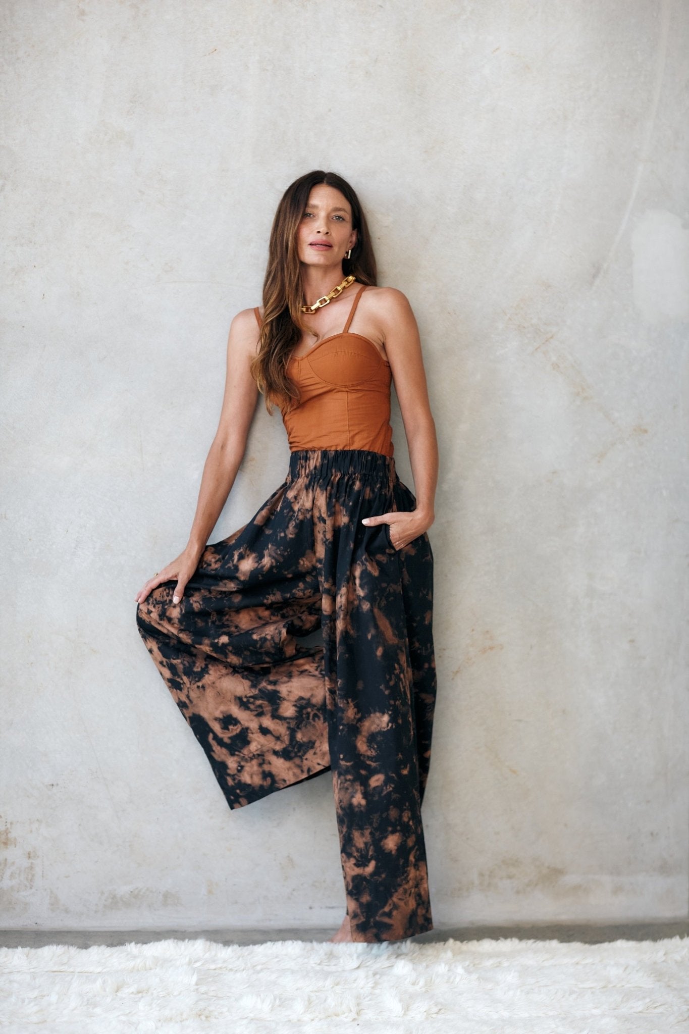 Shop Lila Wide Pant | Marble Print - Natasha The Label