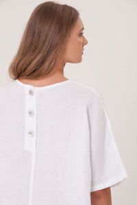 Shop Linen Back Buttons Blouse - Haris Cotton
