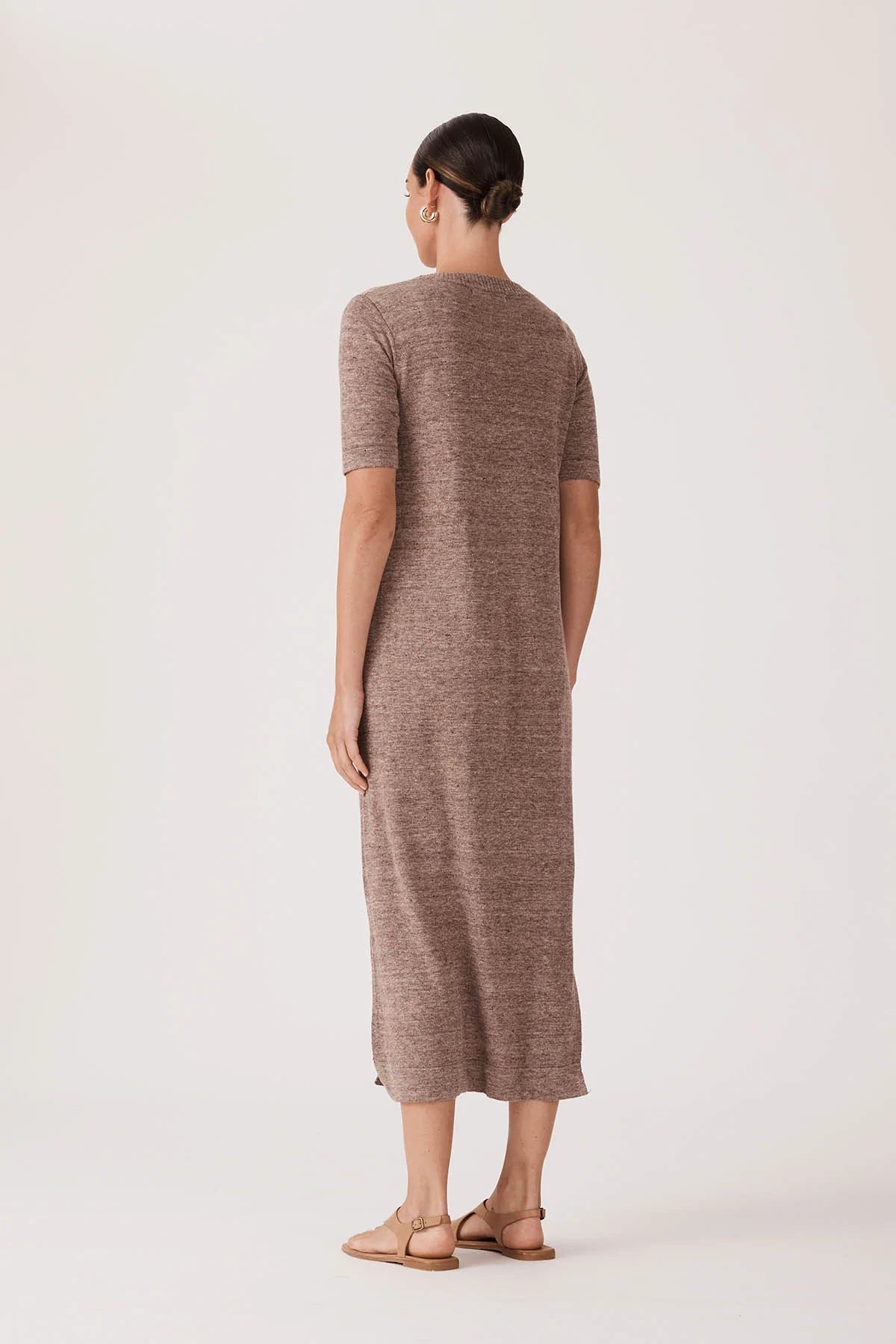 Shop Linen Knit Dress in Mocha by Cable Melbourne - Cable Melbourne