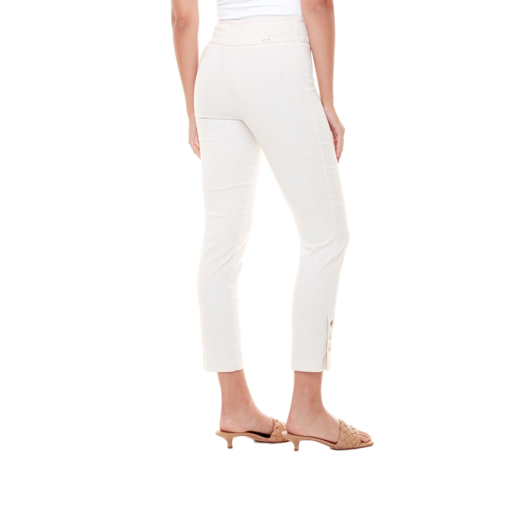 Shop Linen Slim Leg Pant with Button Detail by Up! - Up Pants