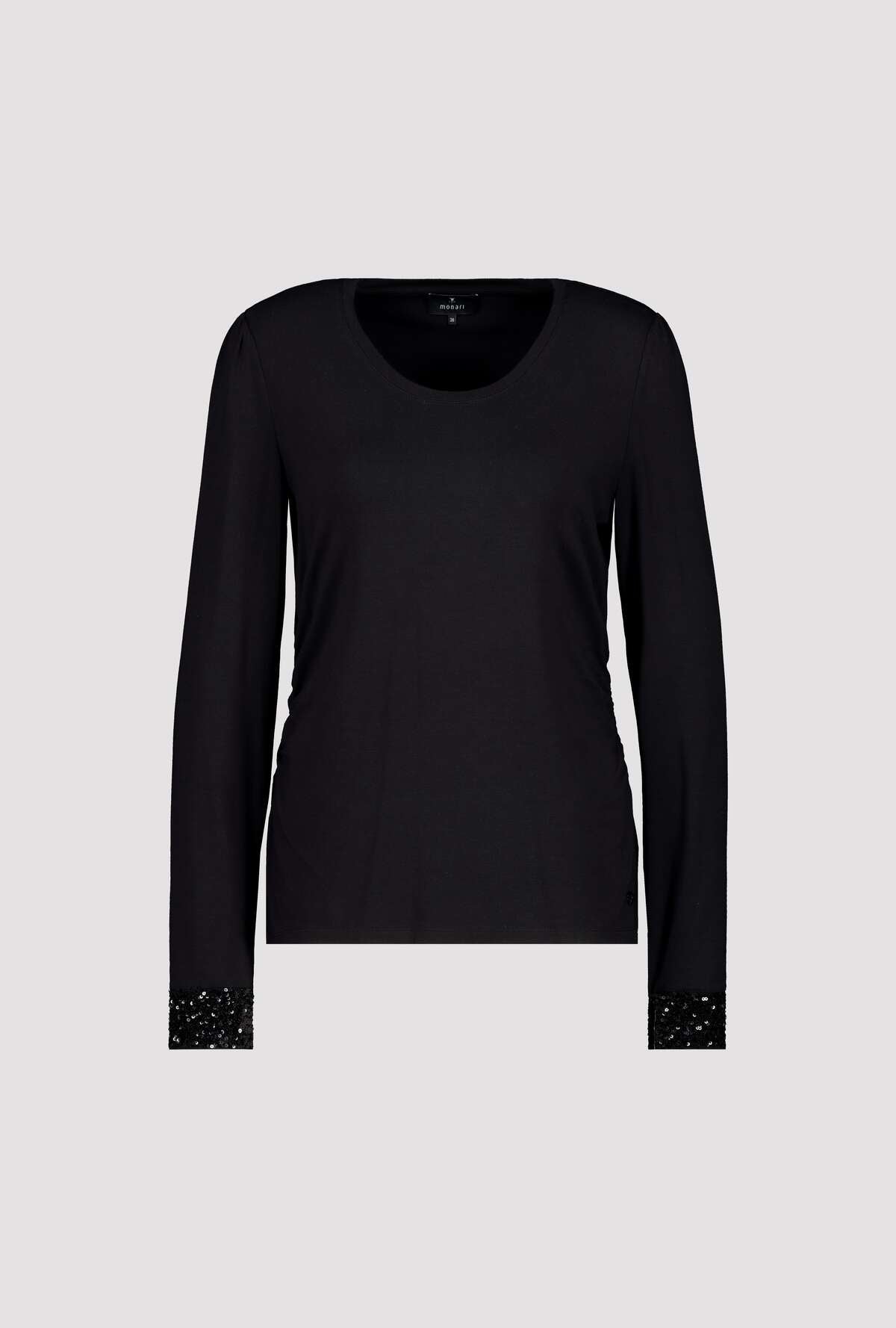 Shop Long Sleeve T-Shirt with Sequin Cuff | Black - Monari