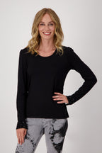 Shop Long Sleeve T-Shirt with Sequin Cuff | Black - Monari