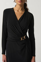 Shop Long Sleeve Wrap Dress Style 233164 │ Black - Joseph Ribkoff