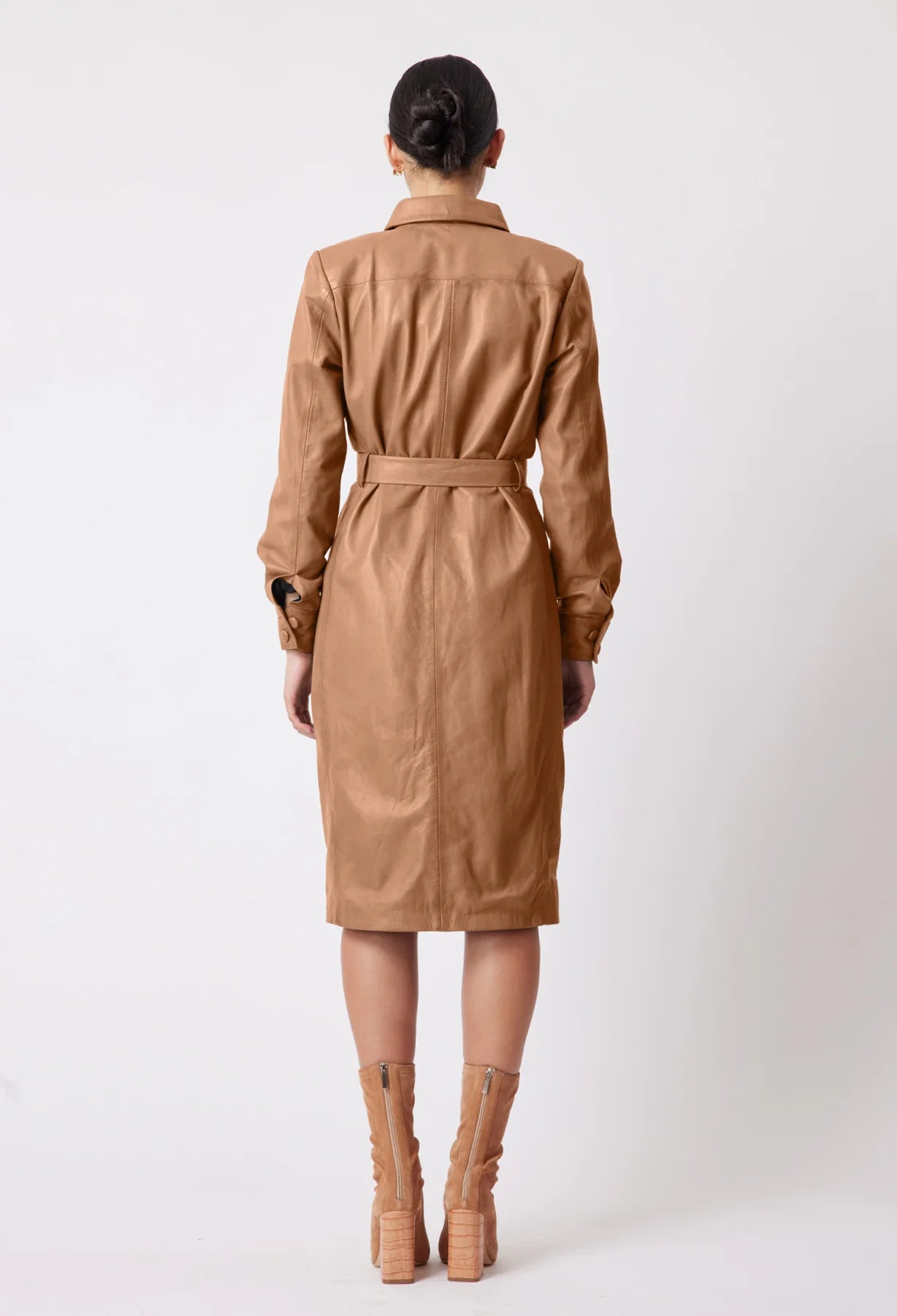 Shop Loren Leather Coat Dress │ Husk - ONCEWAS