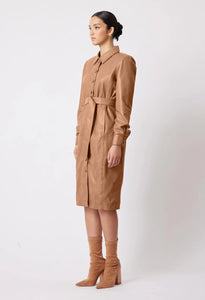 Shop Loren Leather Coat Dress │ Husk - ONCEWAS