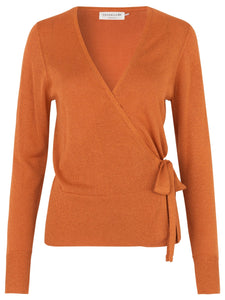 Shop Lurex Wrap Cardigan | Orange Shimmer - Rosemunde