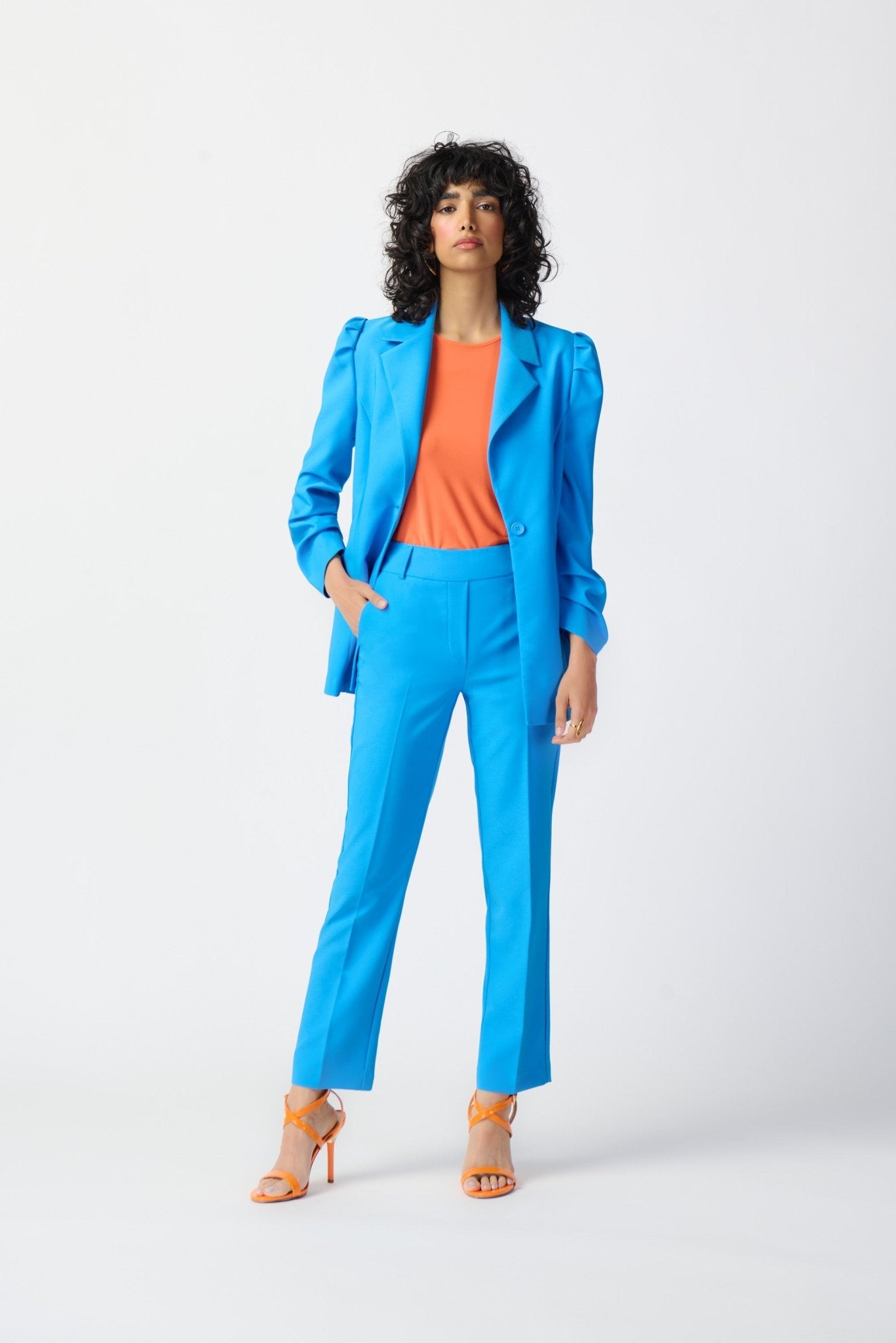 Shop Lux Twill Cropped Pants Style 241188 | French Blue - Joseph Ribkoff