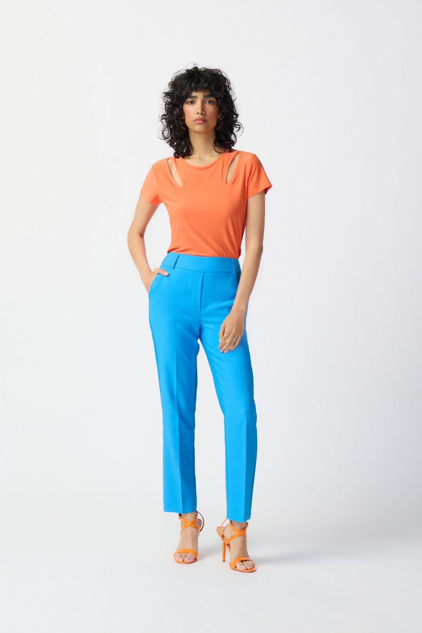 Shop Lux Twill Cropped Pants Style 241188 | French Blue - Joseph Ribkoff