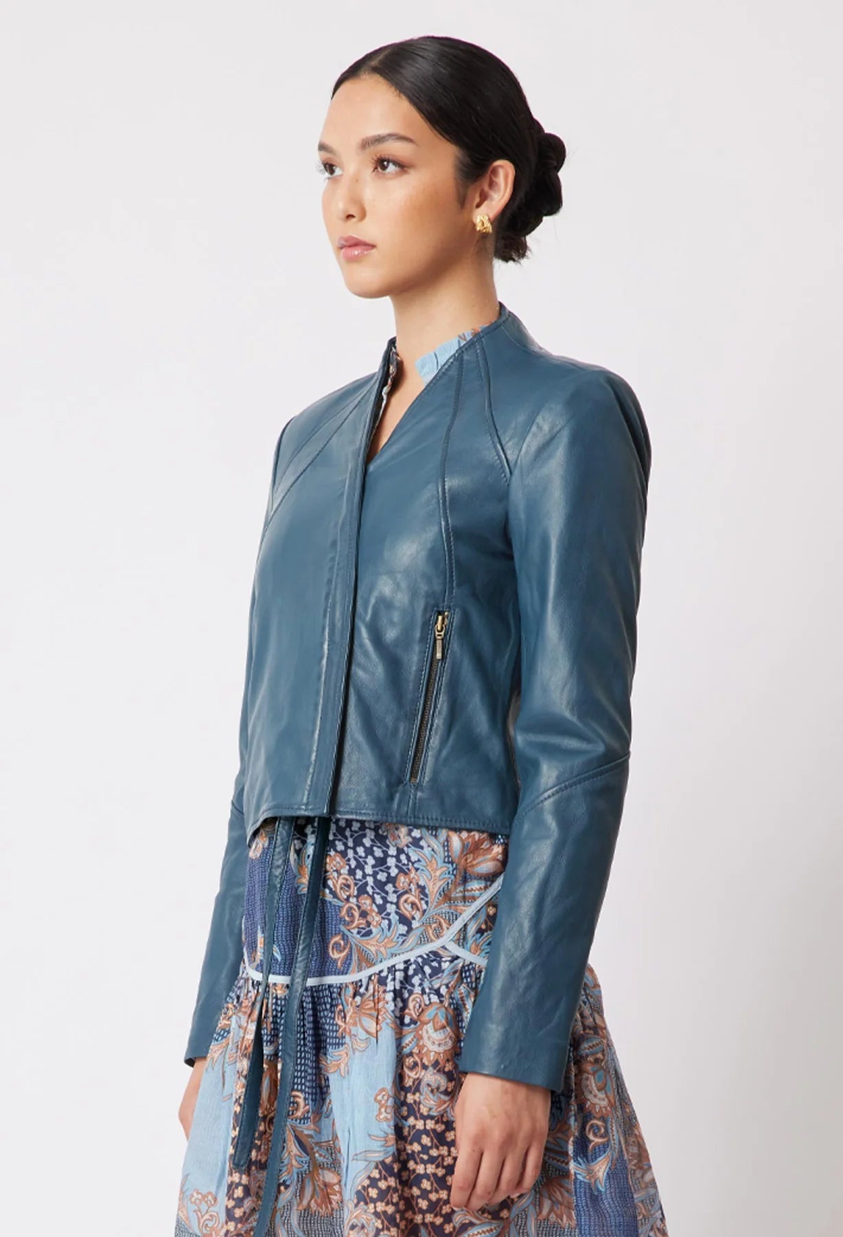 Shop Mahal Leather Jacket │ Sky Blue - ONCEWAS