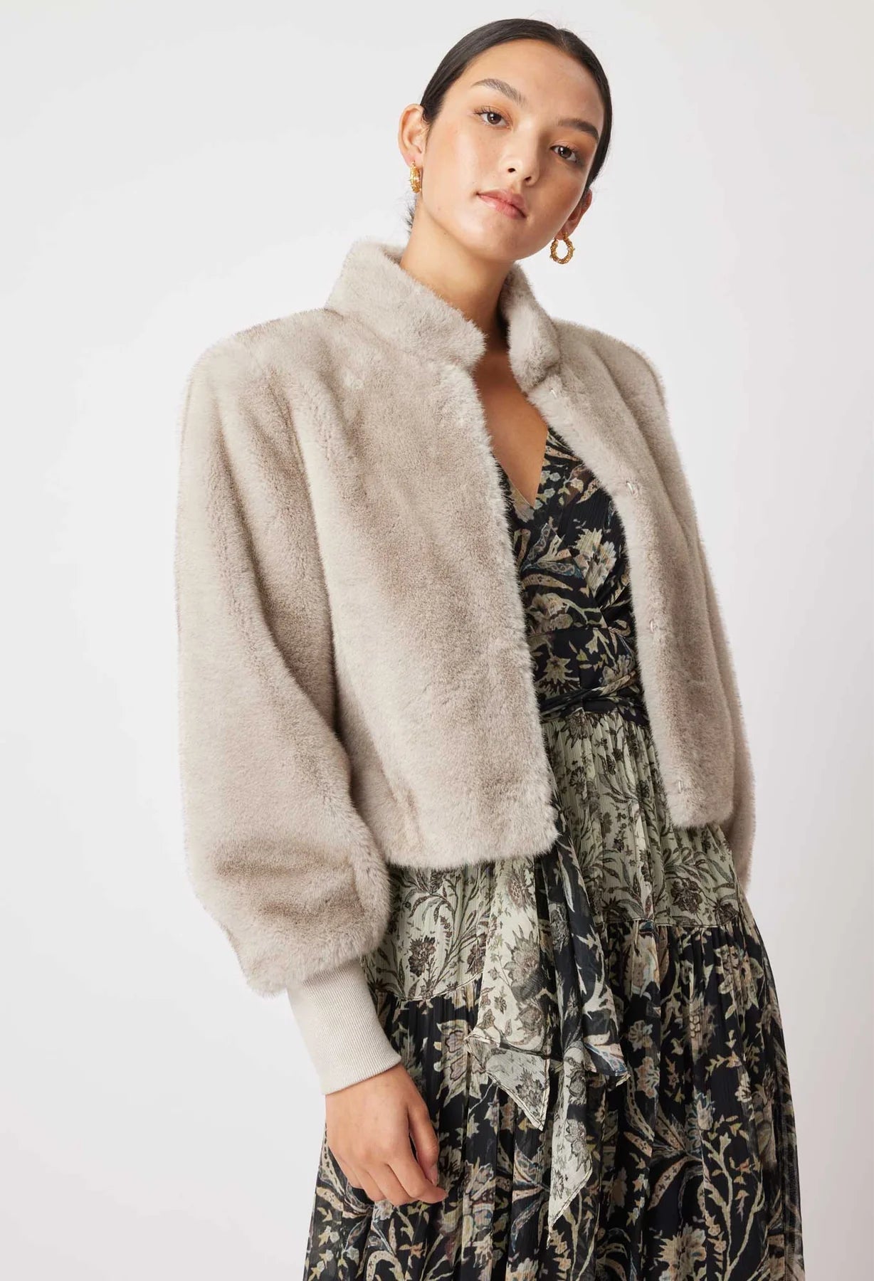 Shop Mahra Faux Fur Cropped Jacket │ Mink - ONCEWAS