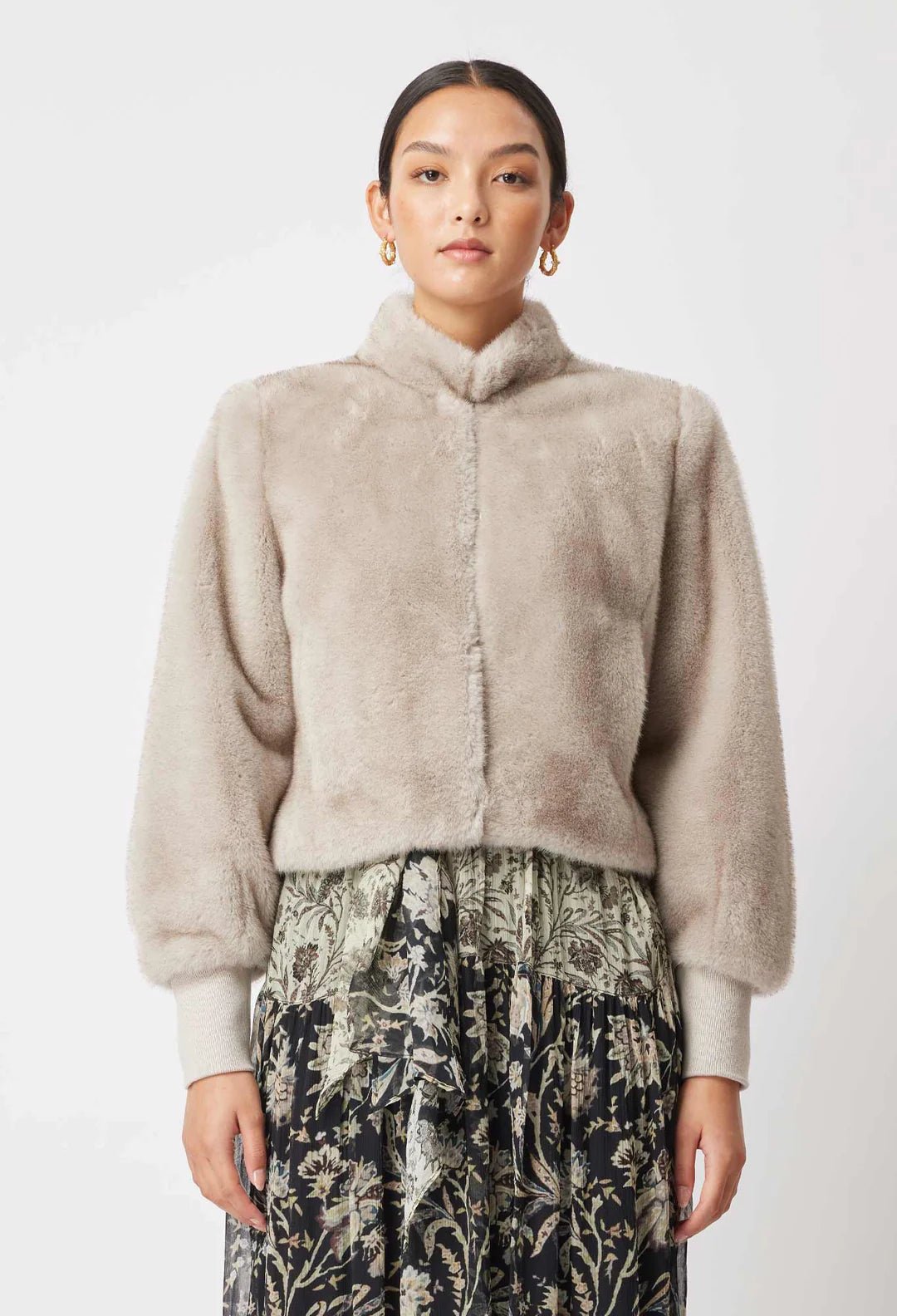 Shop Mahra Faux Fur Cropped Jacket │ Mink - ONCEWAS