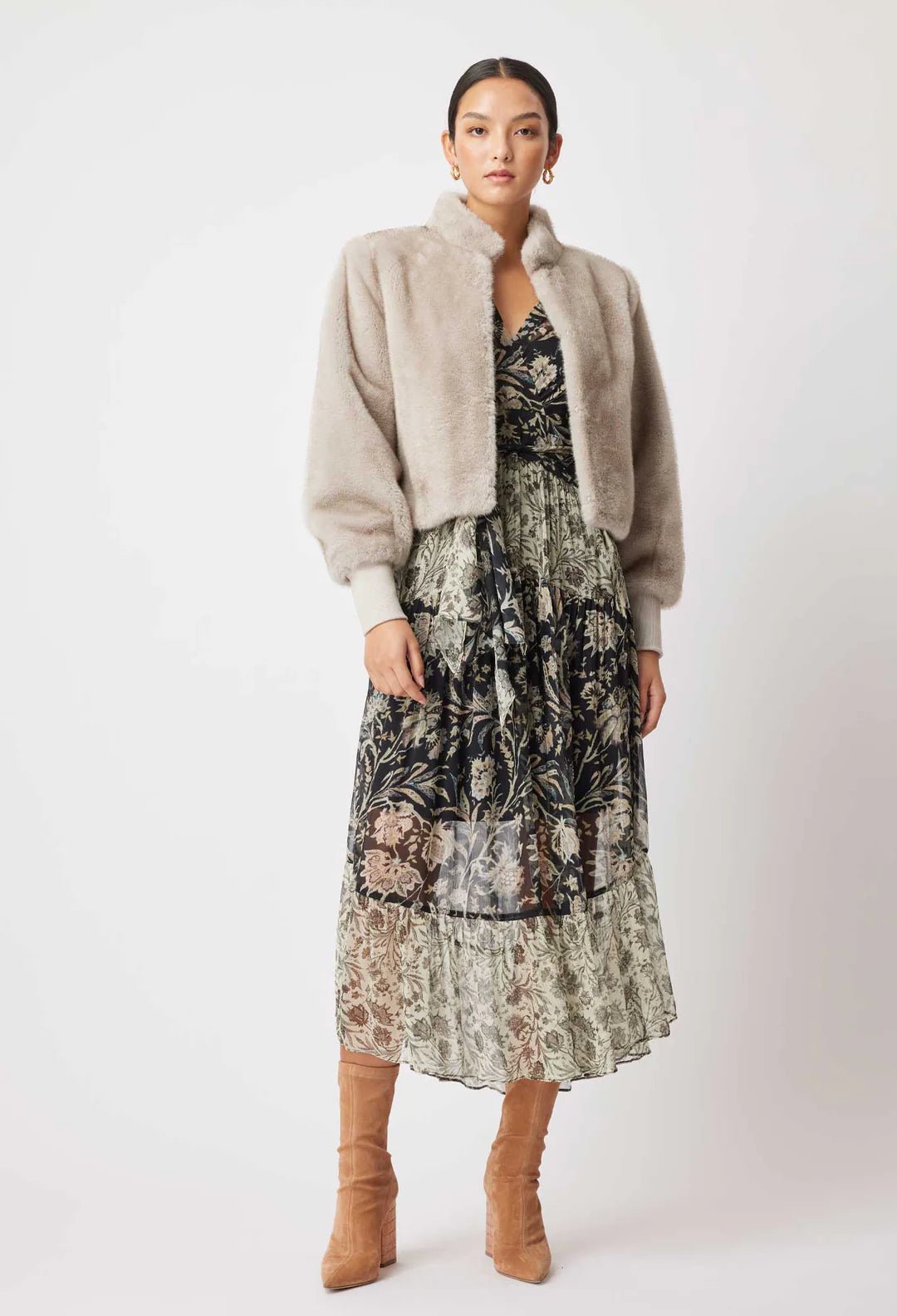 Shop Mahra Faux Fur Cropped Jacket │ Mink - ONCEWAS