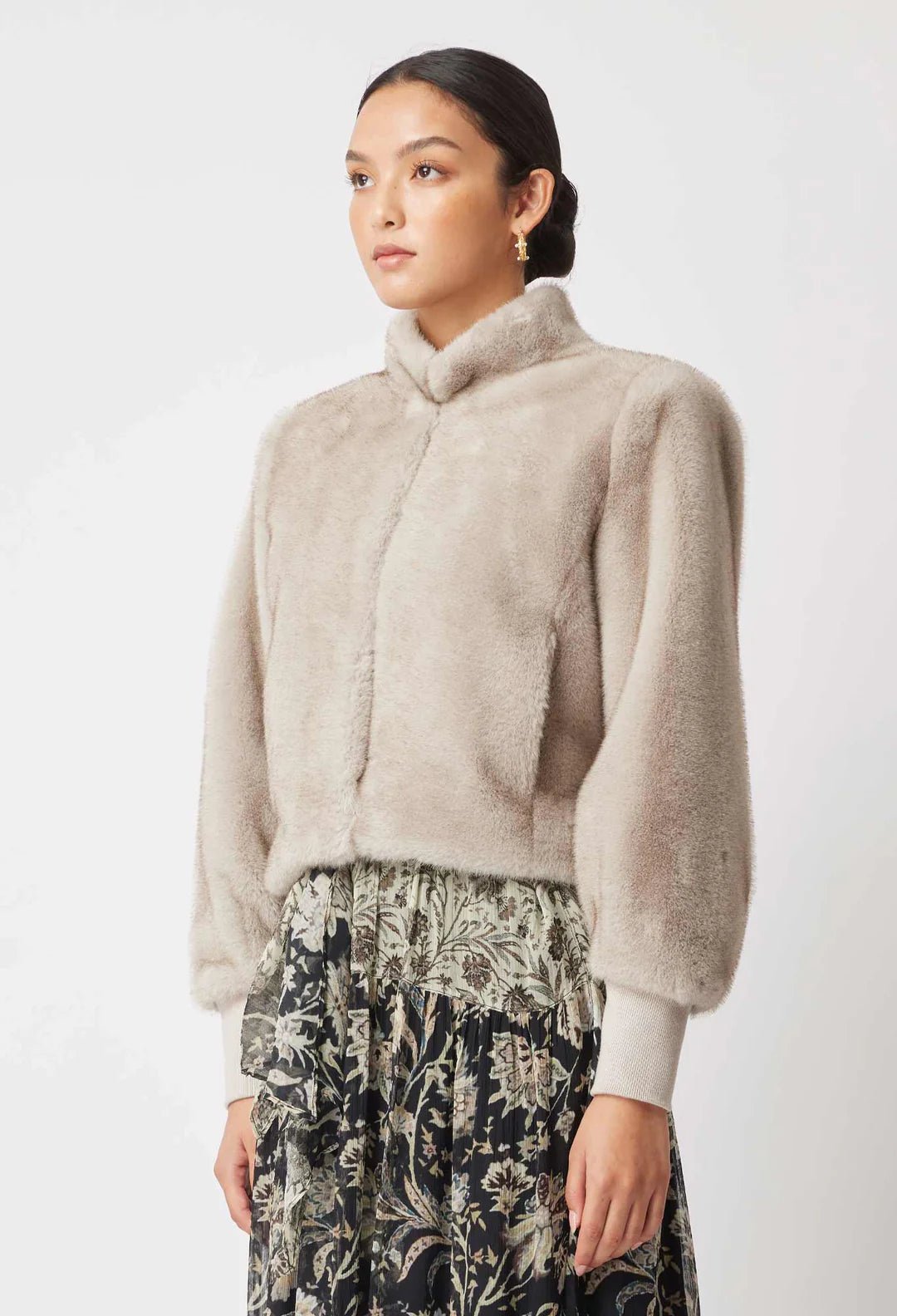 Shop Mahra Faux Fur Cropped Jacket │ Mink - ONCEWAS