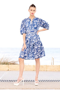 Shop Marilyn Button Dress | Palmini French Blue - Lola Australia