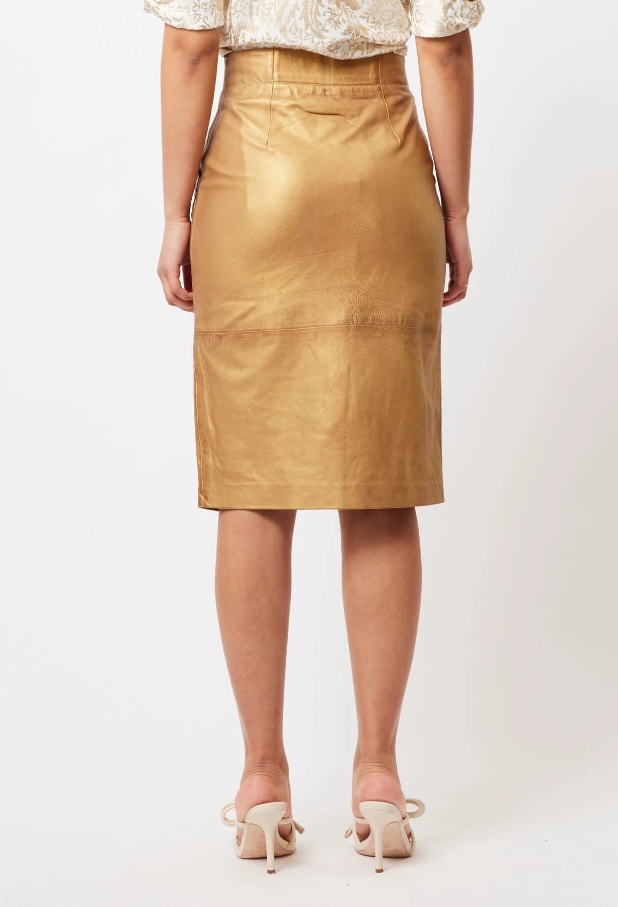 Shop Maya Leather Skirt │ Gold - ONCEWAS