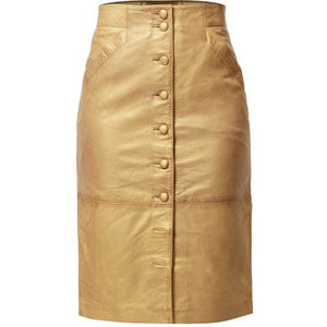 Shop Maya Leather Skirt │ Gold - ONCEWAS