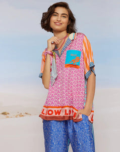 Shop Me369 Lilian Knit Collar Rangoli Shirt - Me369
