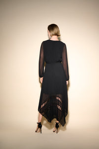 Shop Mesh & Chiffon Flounce Dress Style 233708 │ Black - Joseph Ribkoff