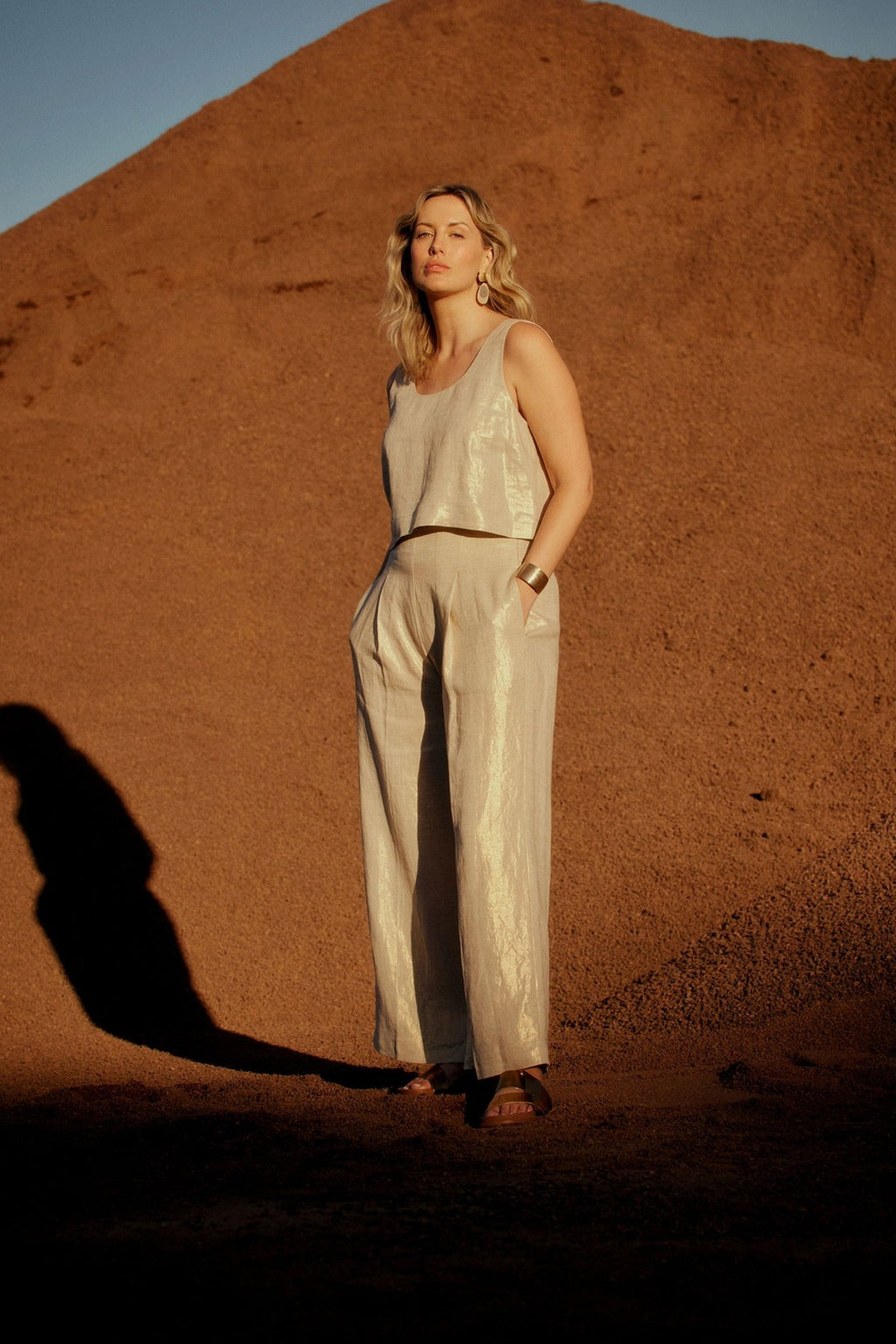Shop Metalen Pant │ Gold Linen - Elk The Label