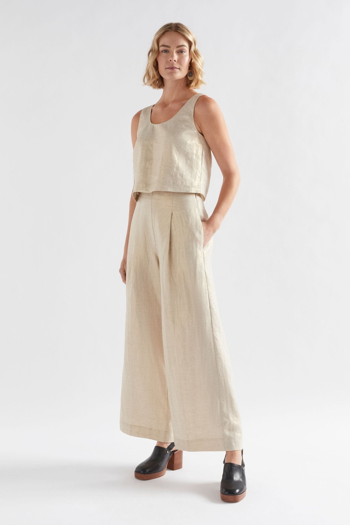 Shop Metalen Pant │ Gold Linen - Elk The Label