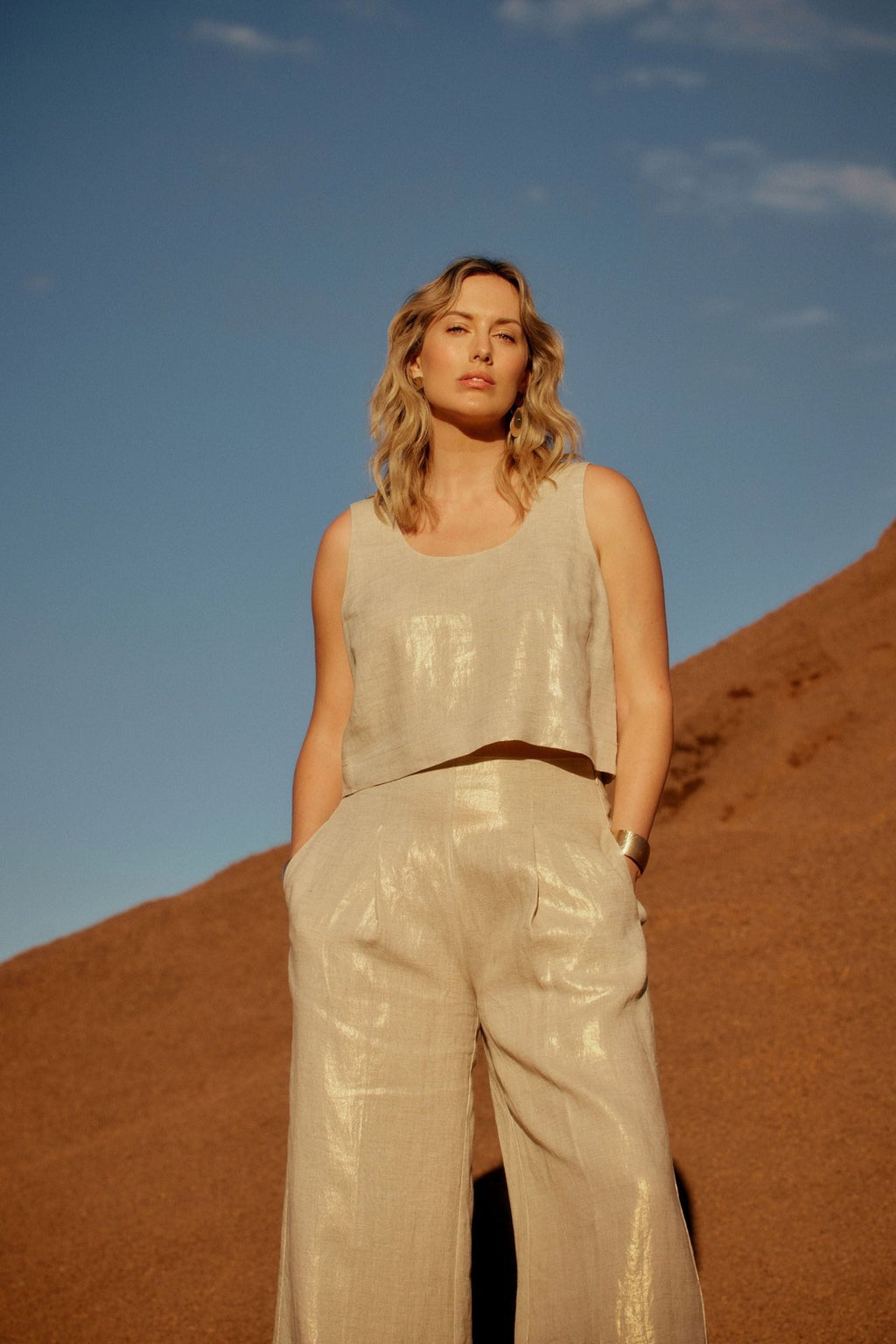 Shop Metalen Pant │ Gold Linen - Elk The Label