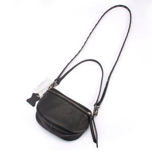 Shop MINI Leather Bumbag with Adjustable Strap | Black with Gunmetal - Hi Ho & Co