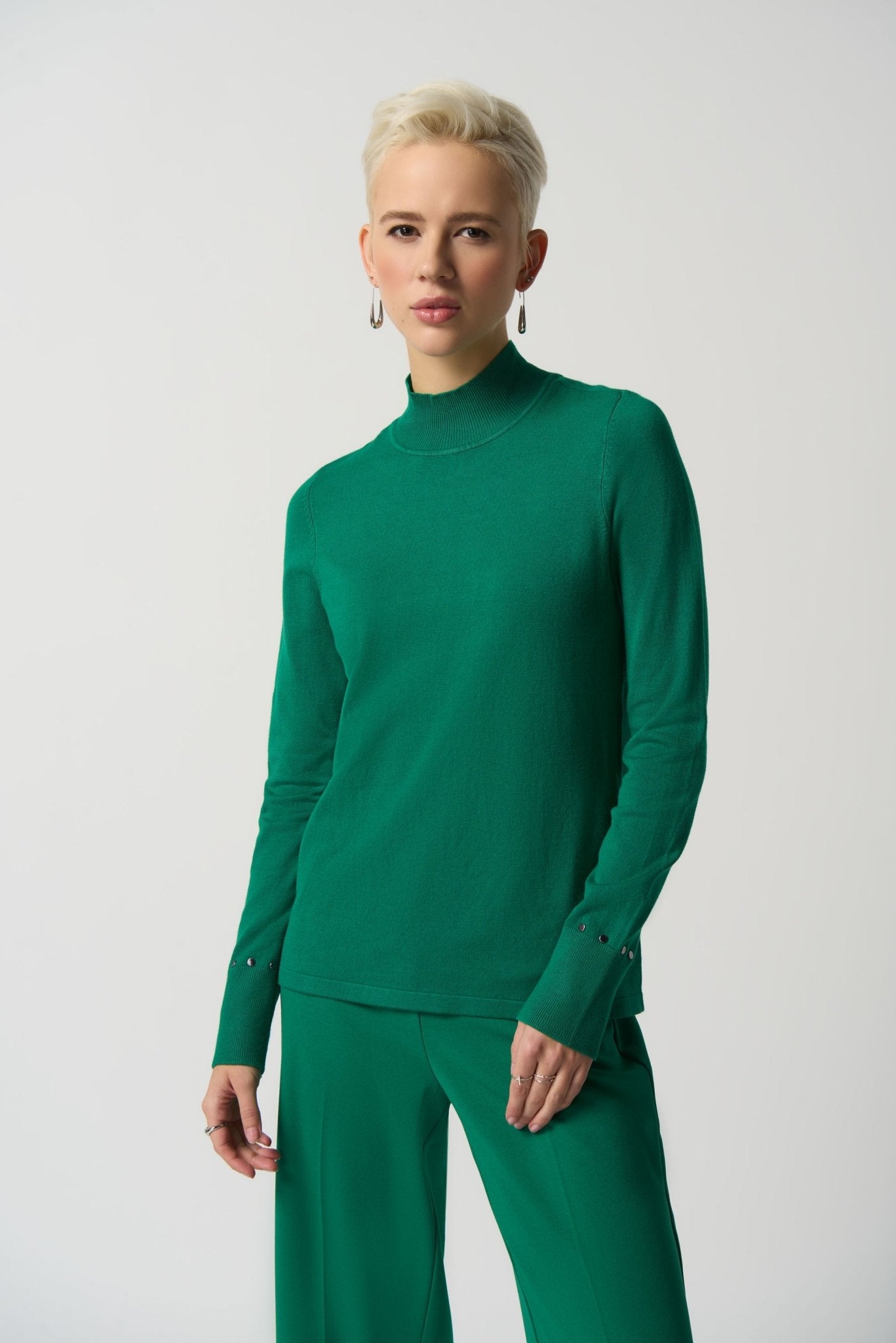 Shop Mock Neck Sweater Style 233949 | Kelly Green - JOSEPH RIBKOFF