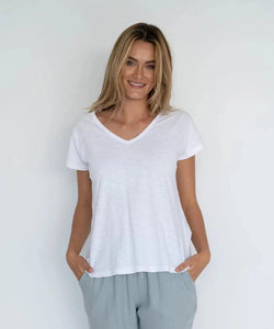 Shop Must Have V-Neck Cotton Tee in White by Humidity Lifestyle - Humidity Lifestyle