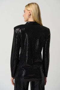 Shop Novelty Knit Blazer with Notch Collar Style 234240 | Metallic Black - Joseph Ribkoff