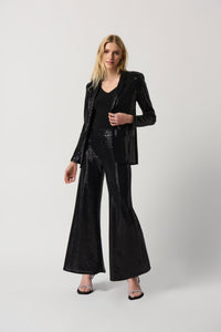 Shop Novelty Knit Wide Leg Pull-On Pants Style 234239 | Metallic Black - Joseph Ribkoff